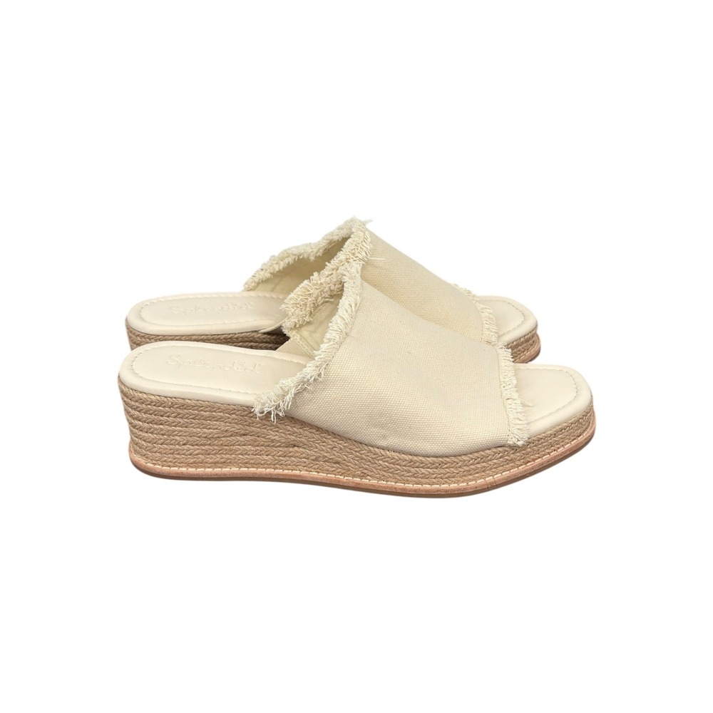 Evereve Darla Wedge Sandals Ivory Canvas Espadrille Platform Size 11